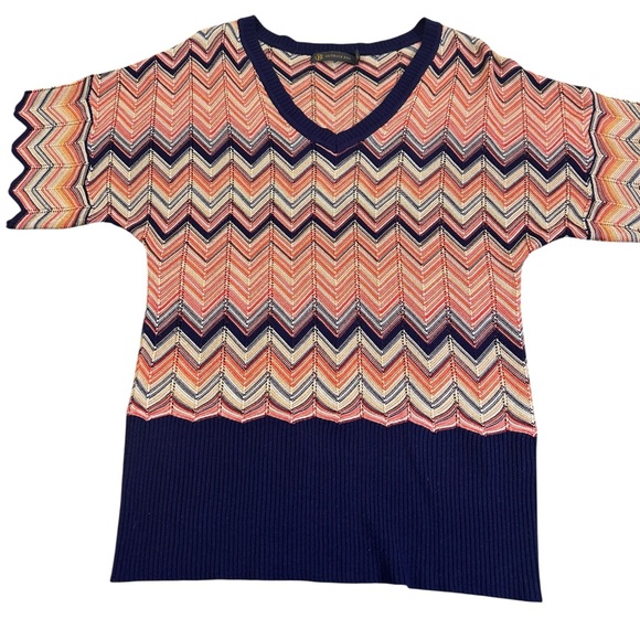 Outback Red Sweaters - VTG 90s OUTBACK RED The Limited Chevron Knit Sweater L Metallic Retro Navy Ornge